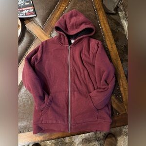 Kids Maroon Hoodie fleece lined Jacket